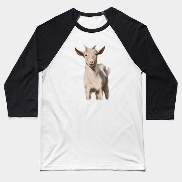 Cute Goat Drawing Baseball T-Shirt by Play Zoo